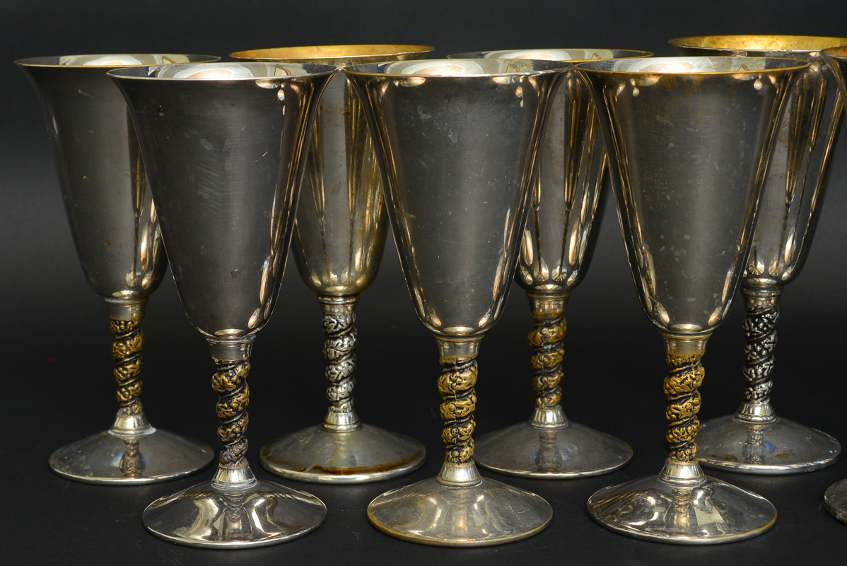 Set of Ten Silverplated Goblets by Valero Spain EBTH