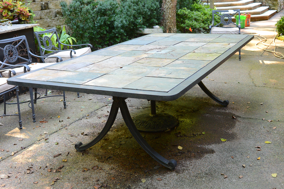 Custom Designed Stone Top Patio Dining Table EBTH