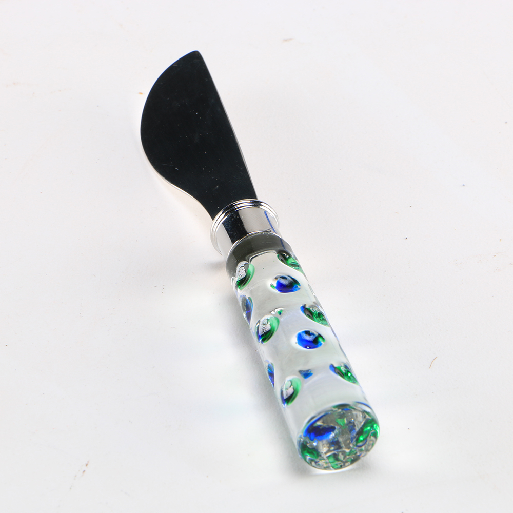 Blue Glass Serving Tray with Spreading Knife EBTH