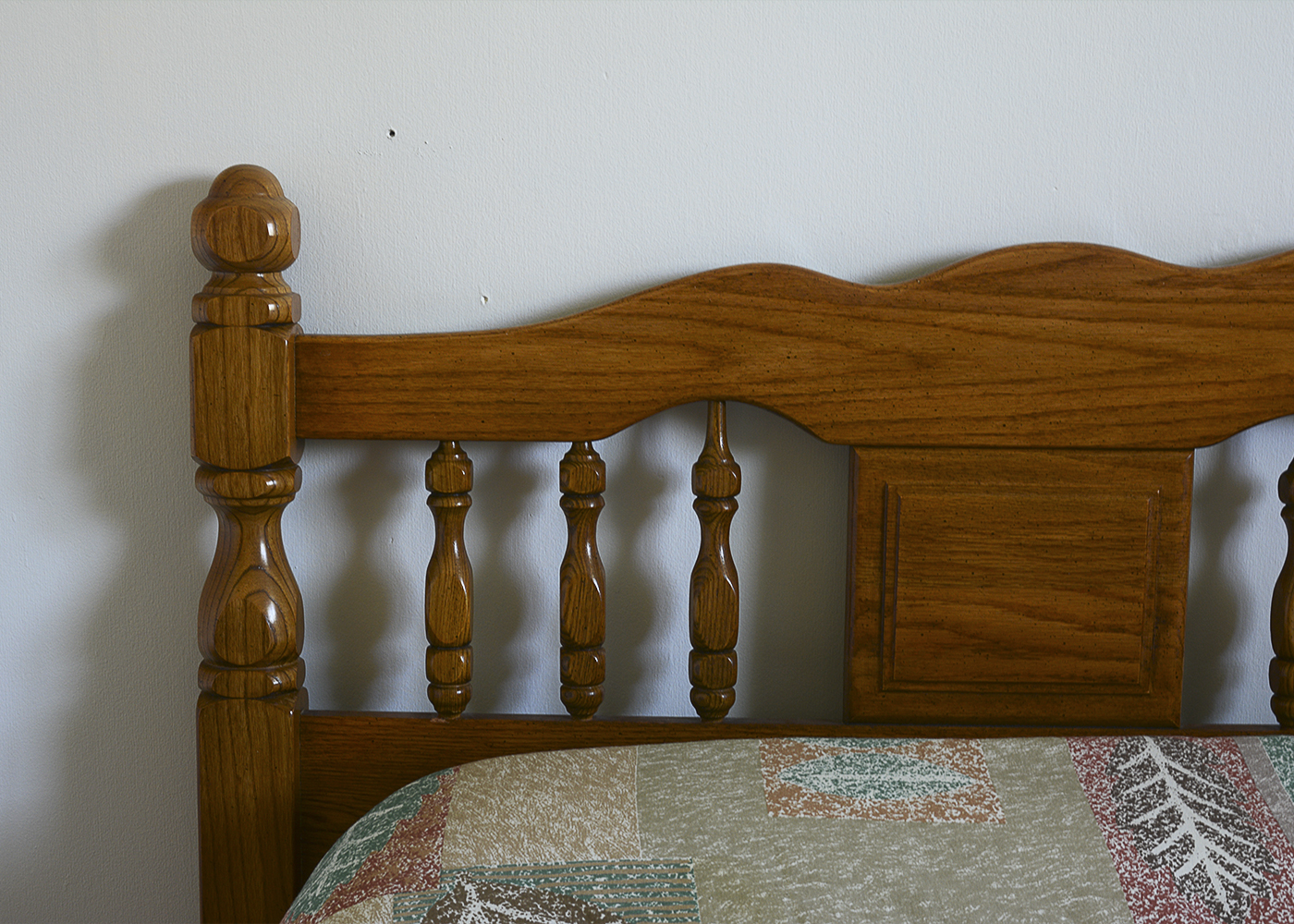Vintage Oak Queen Sized Headboard and Frame EBTH
