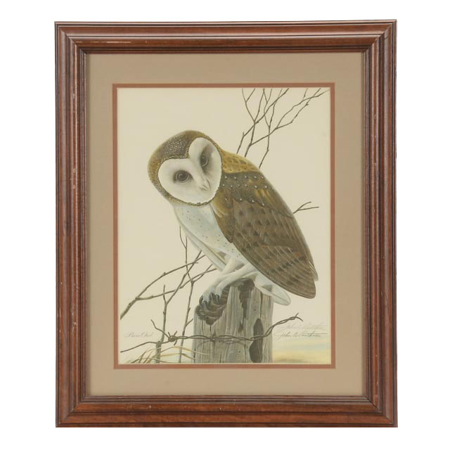 John Ruthven Signed Print Barn Owl EBTH   CS1 7785 