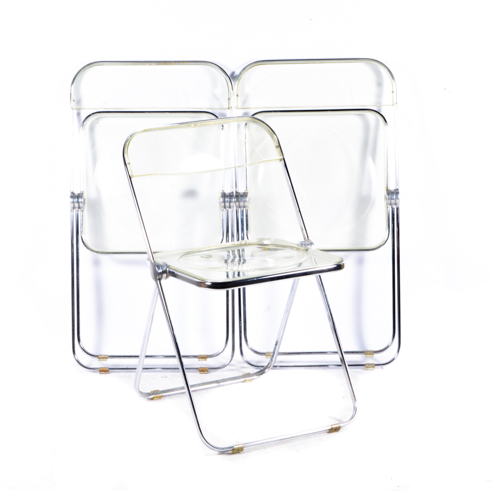 20th Century Plia Style Clear Plastic Folding Chairs