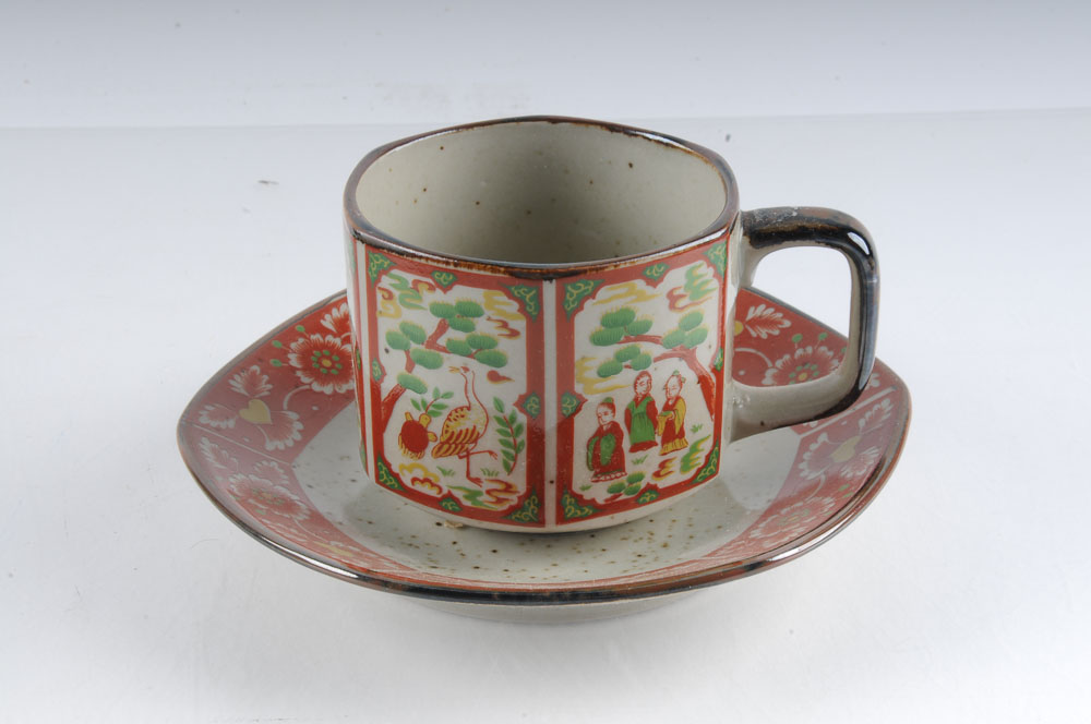 HandPainted Chinese Tea Set on Brass Tray EBTH