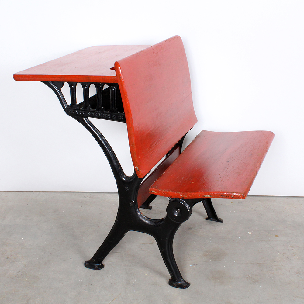 Antique Painted Sears Roebuck Cast Iron School Desk Ebth