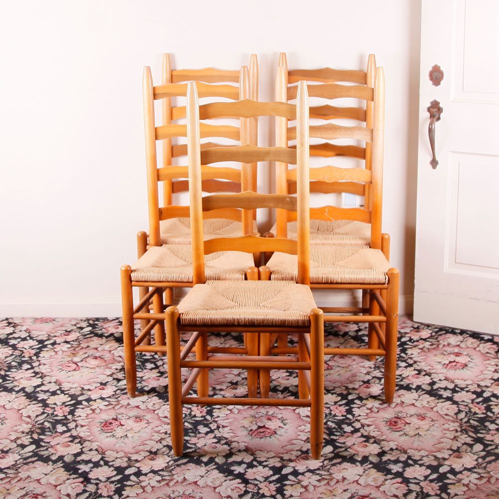 Set of Five Maple Ladder Back Chairs EBTH