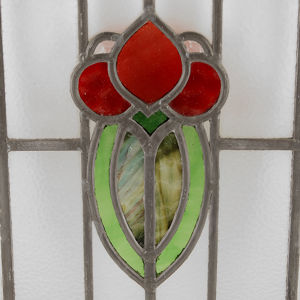 Zinc Came Stained Glass Window in Wood Frame EBTH