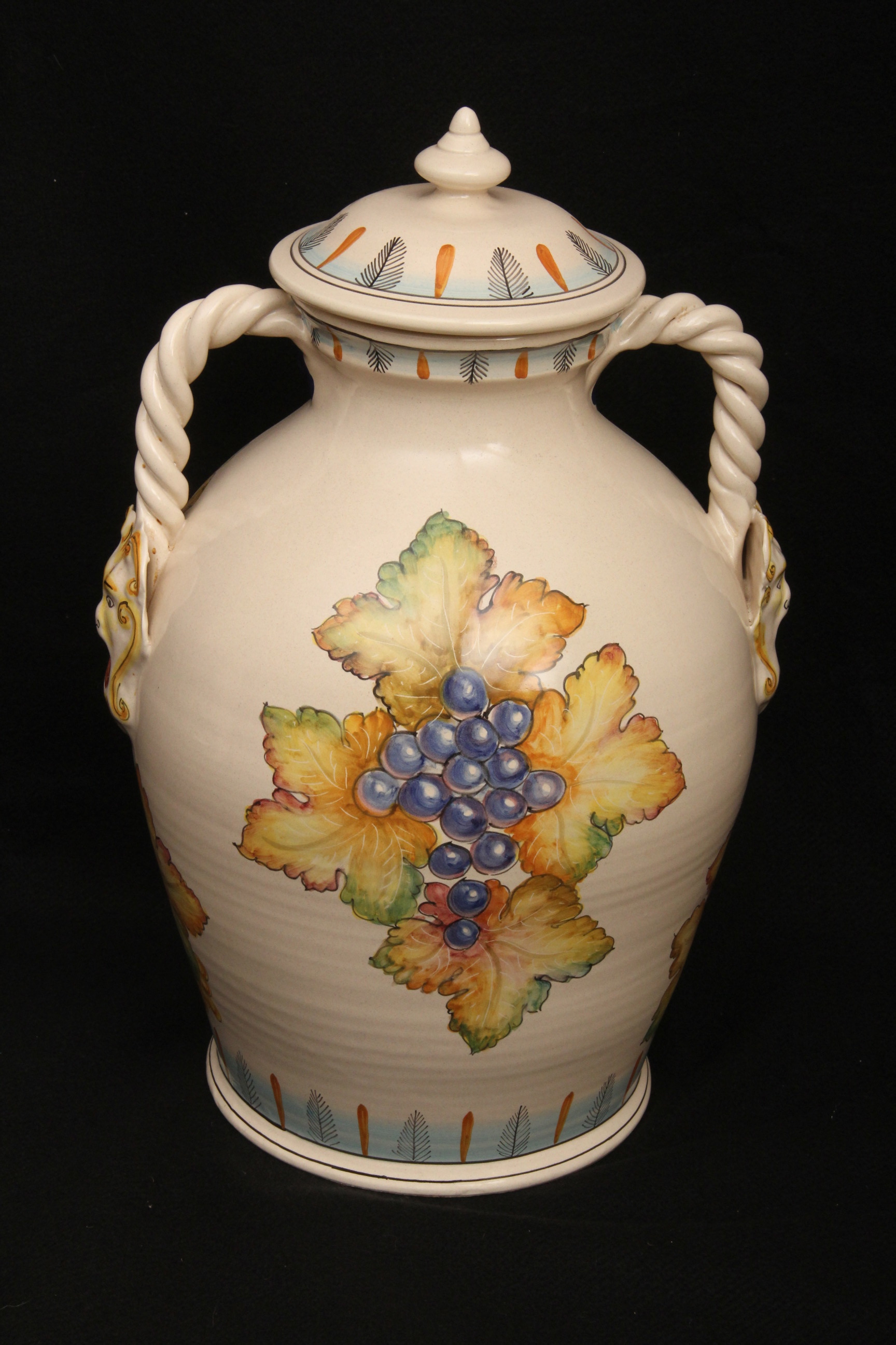 Large Hand painted Italian Jug with Lid EBTH
