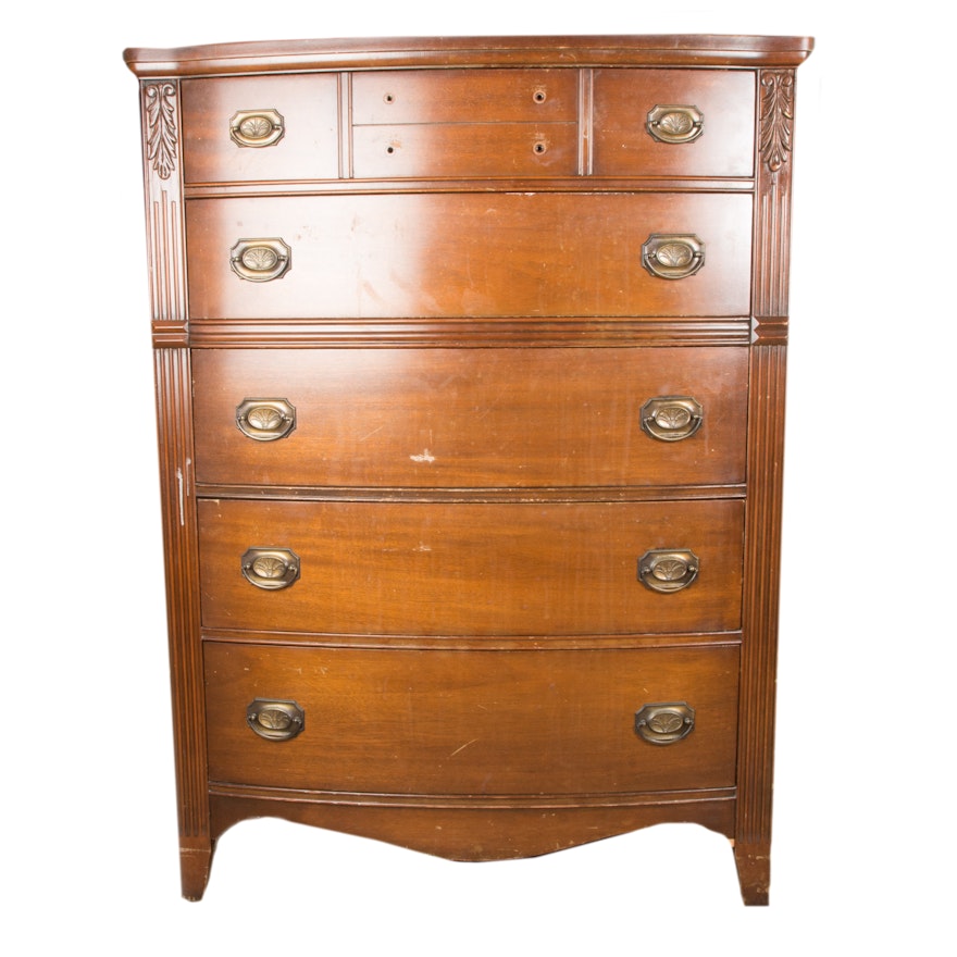 Mahogany Bowfront Chest Of Drawers By Huntley Furniture Ebth