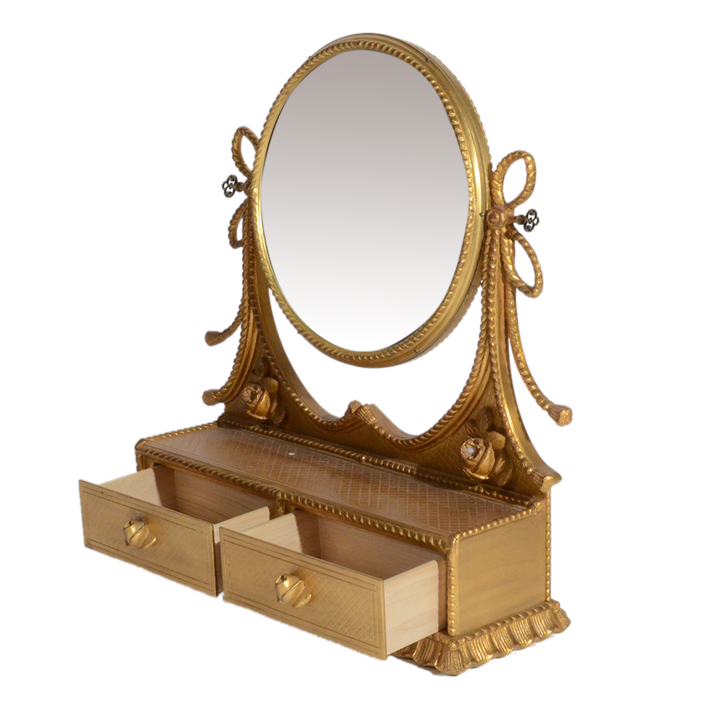 Rotating Vanity Mirror with Two Drawers EBTH