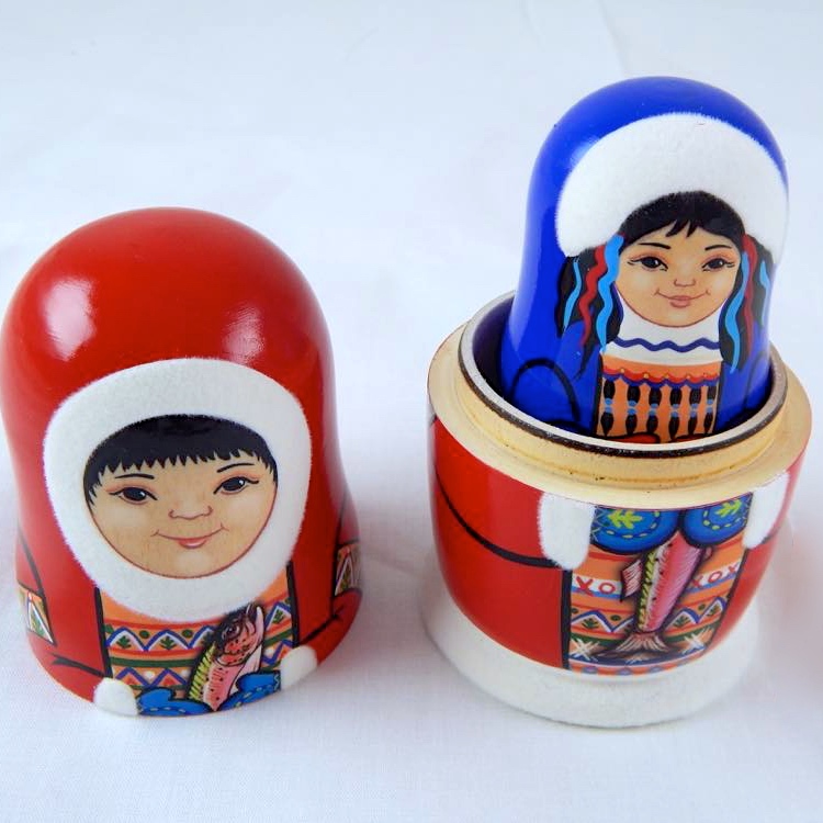 Set of Alaskan Themed Wood Nesting Dolls EBTH