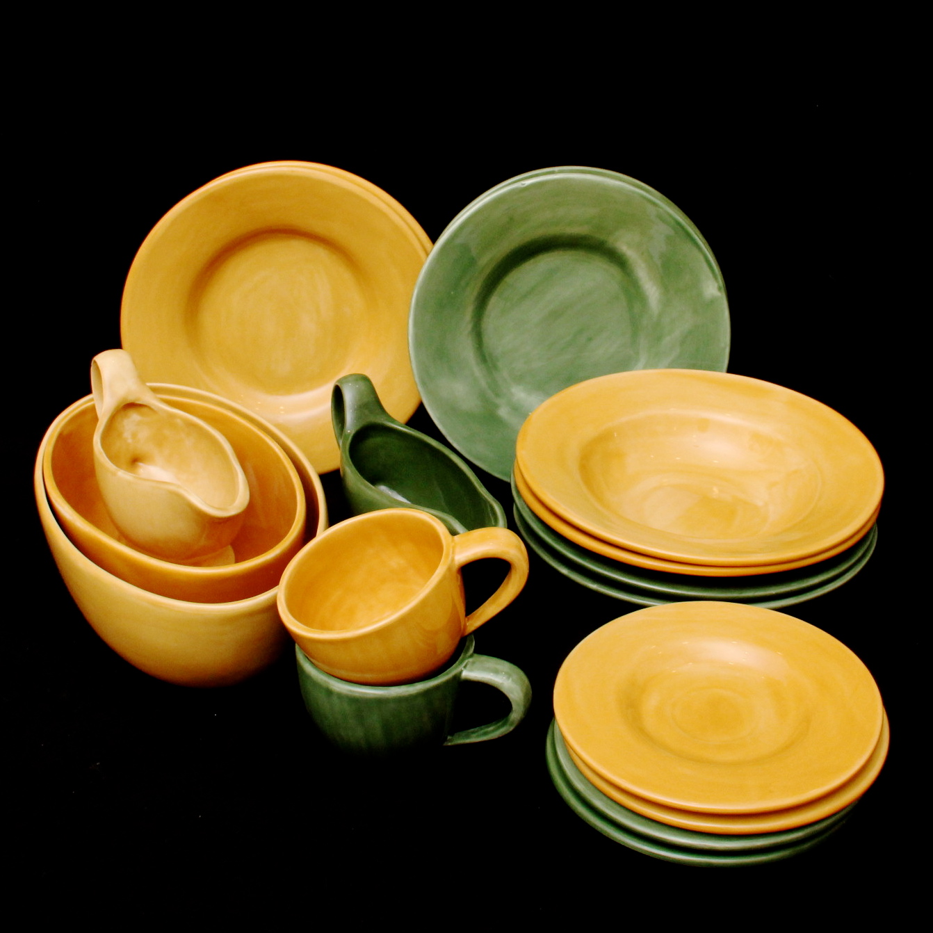 Sage and Gold "Sausalito" Pottery Barn Dinnerware Set EBTH