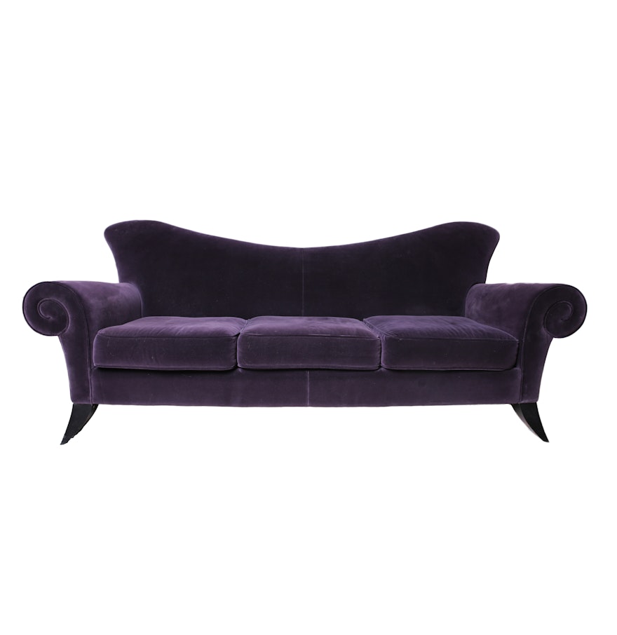 Contemporary Purple Velvet Sofa : EBTH