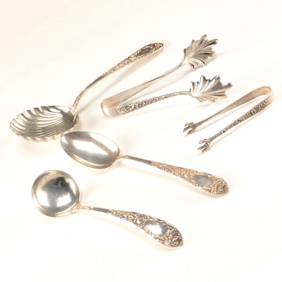 S Kirk & Son Sterling Spoons and Tongs S Kirk & Son Sterling Spoons and Tongs