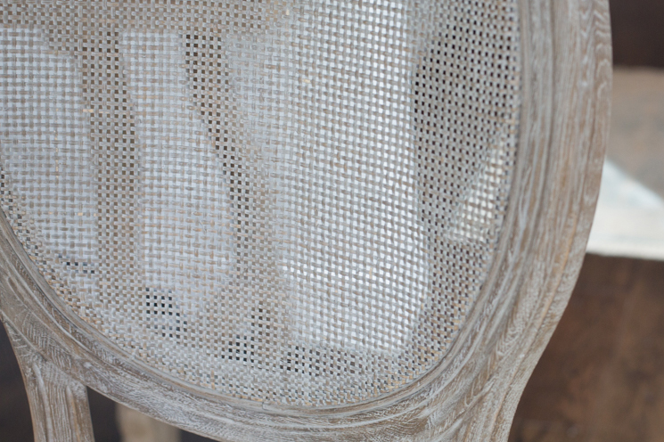 Restoration Hardware Round Cane Back Fabric Stools