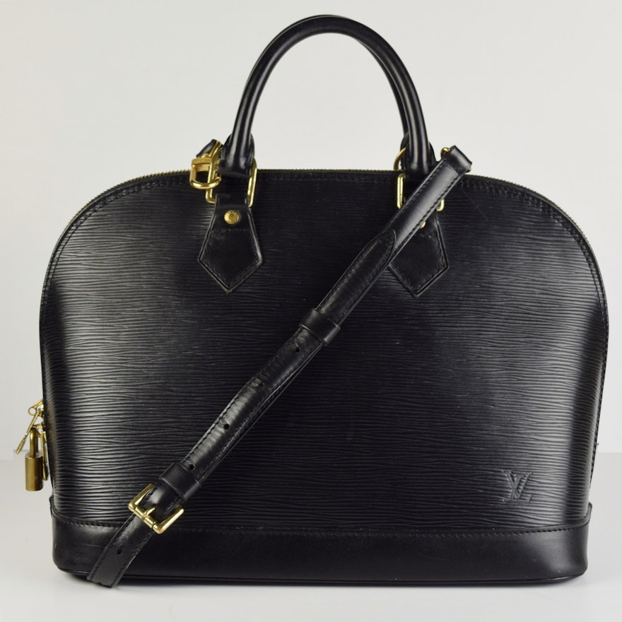 Louis Vuitton Black Epi Alma Satchel Style Handbag with Shoulder Strap : EBTH