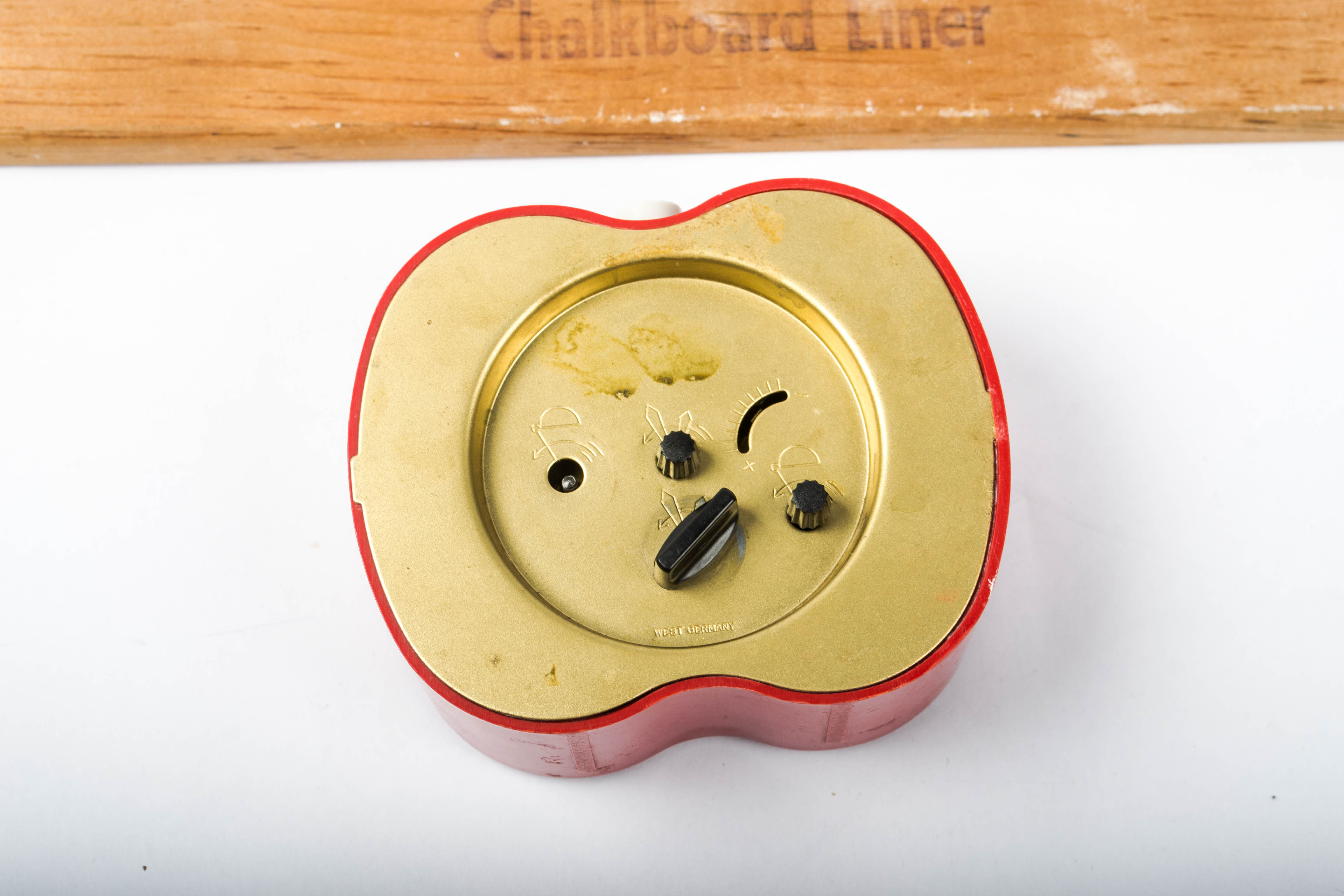 Antique Chalkboard Line Maker and Staiger "Apple" WindUp Alarm Clock