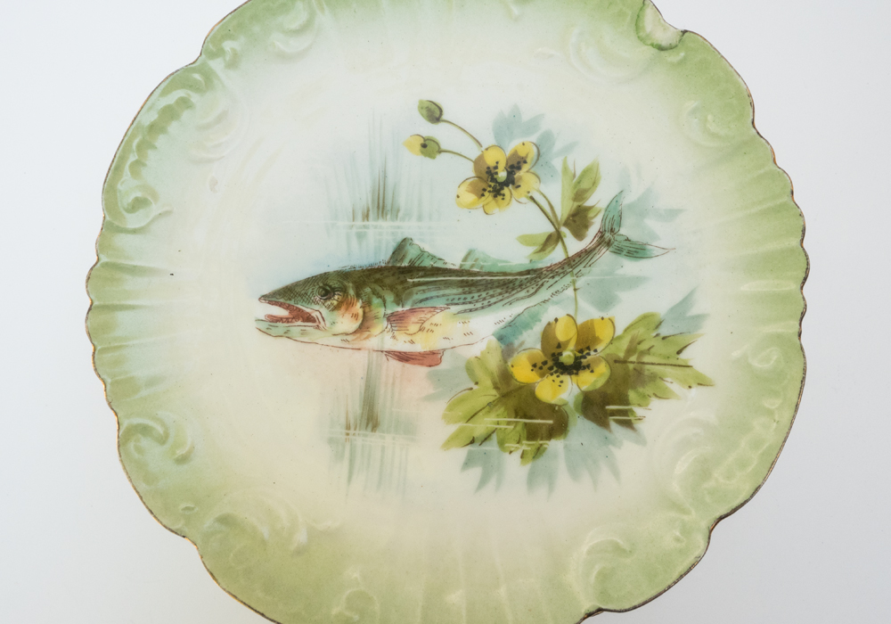 Antique Limoges Fish Platter and Matching Plates EBTH