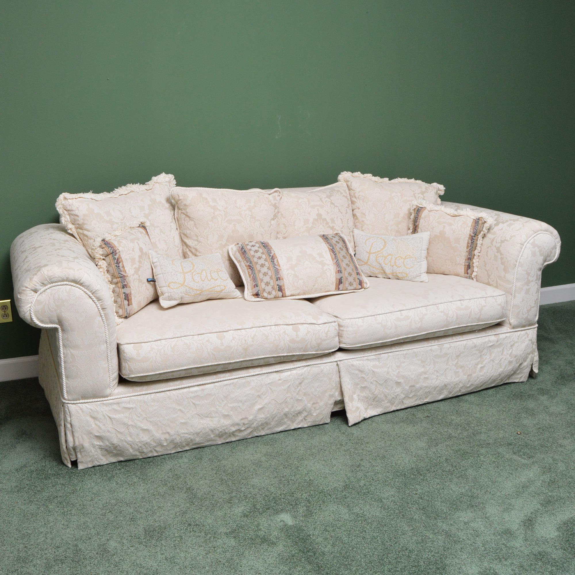Cream Damask Upholstered Sofa EBTH