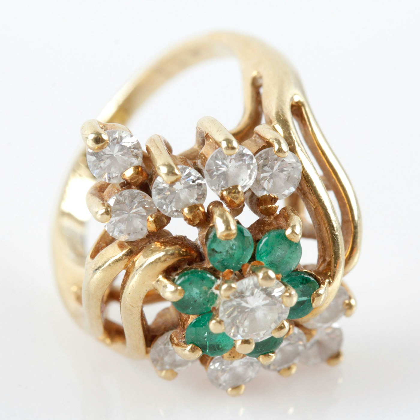 18K Yellow Gold Diamond and Emerald Ring | EBTH