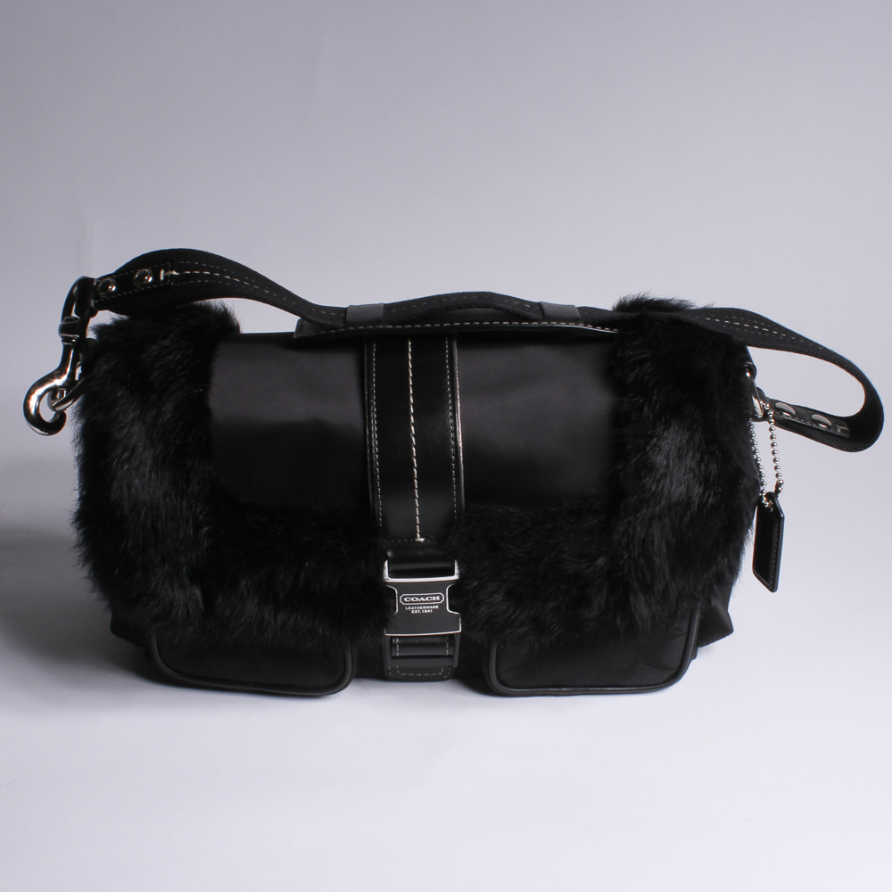 coach purse with fur trim