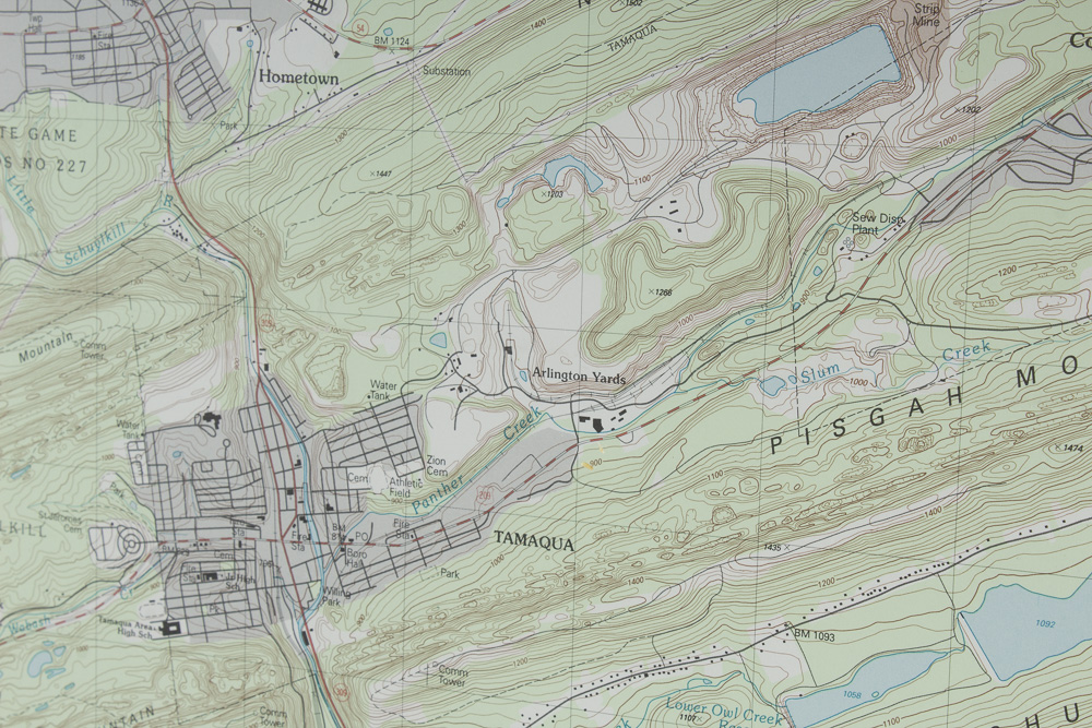 Framed Topographic Map of Tamaqua, Pennsylvania EBTH
