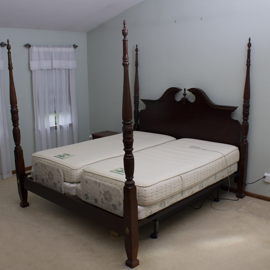 Federal Style Dark Walnut California King Bed Frame With Adjustable