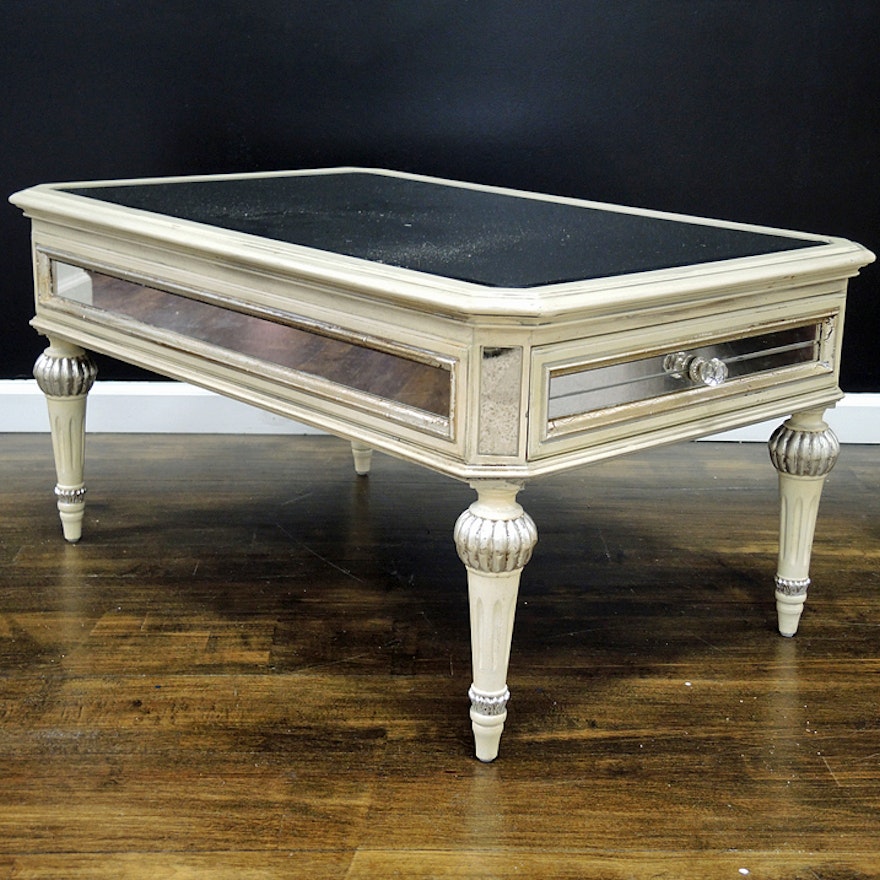 Dresden Mirrored Coffee Table With Two Drawers Ebth Dresden Mirrored Coffee Table With Two Drawers