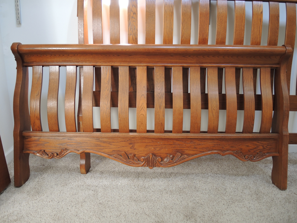 Queen Size Oak Sleigh Bed EBTH