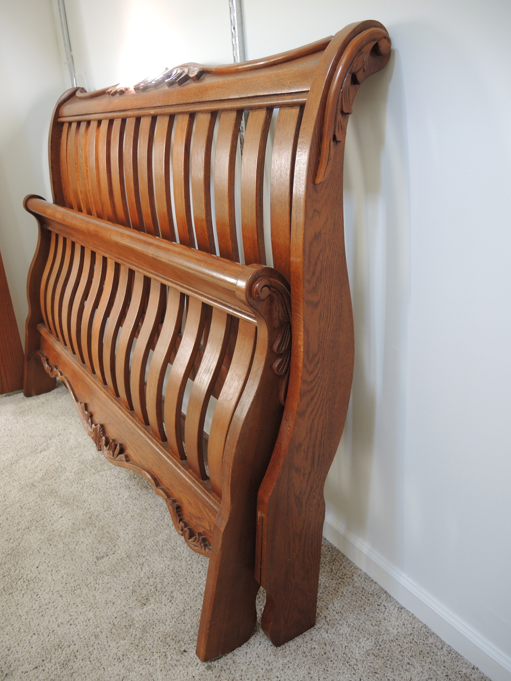 Queen Size Oak Sleigh Bed EBTH