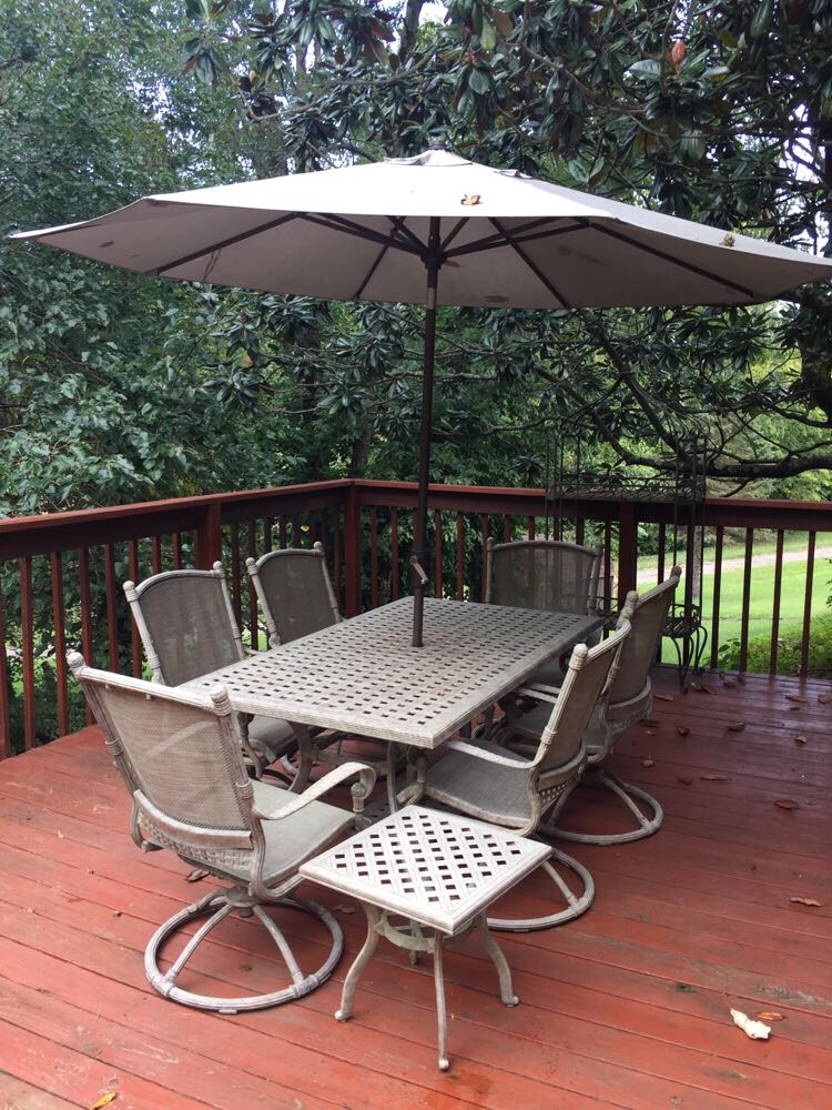 Early 21st Century Nine-Piece Patio Dining Set