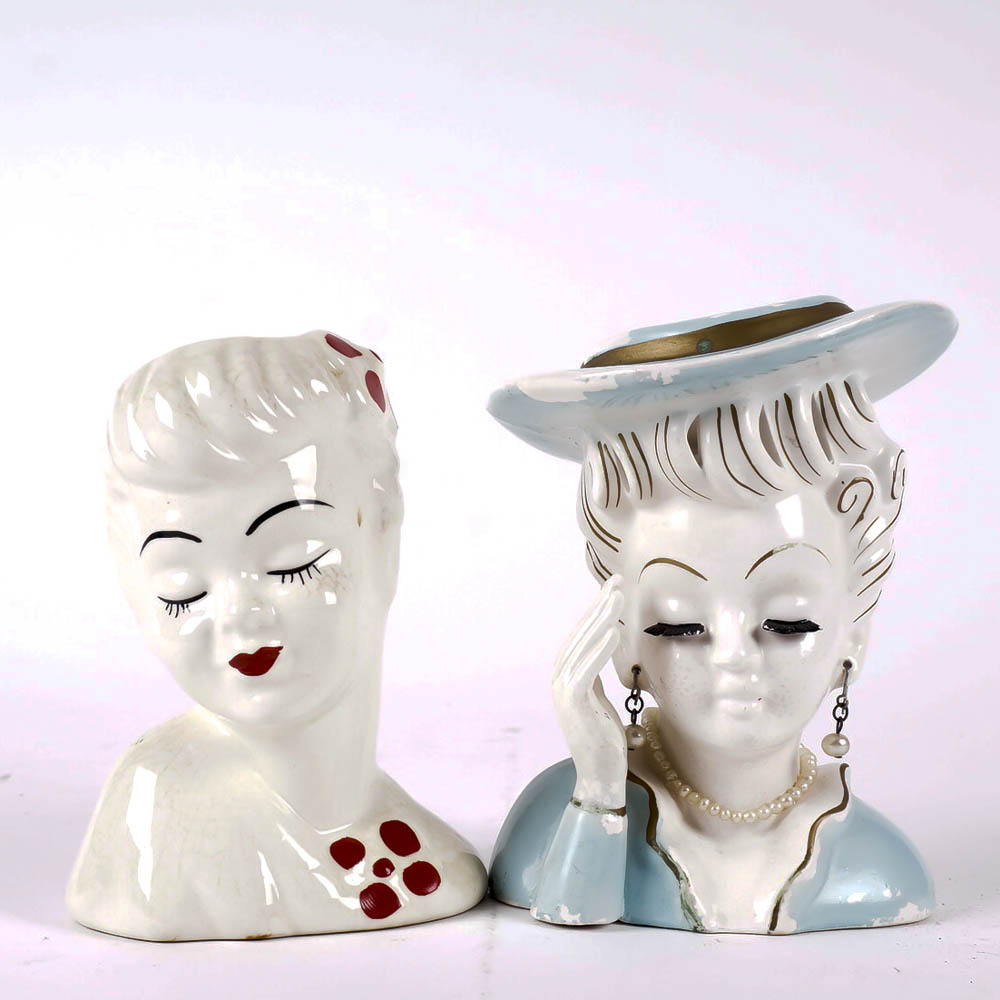 Vintage Lady Head Vases Including Napco Ebth