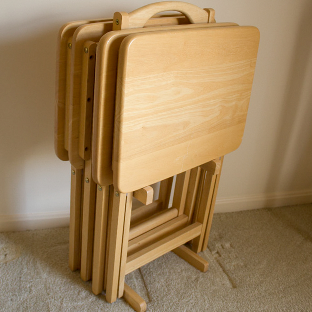 Light Wood Tray Tables with Stand EBTH