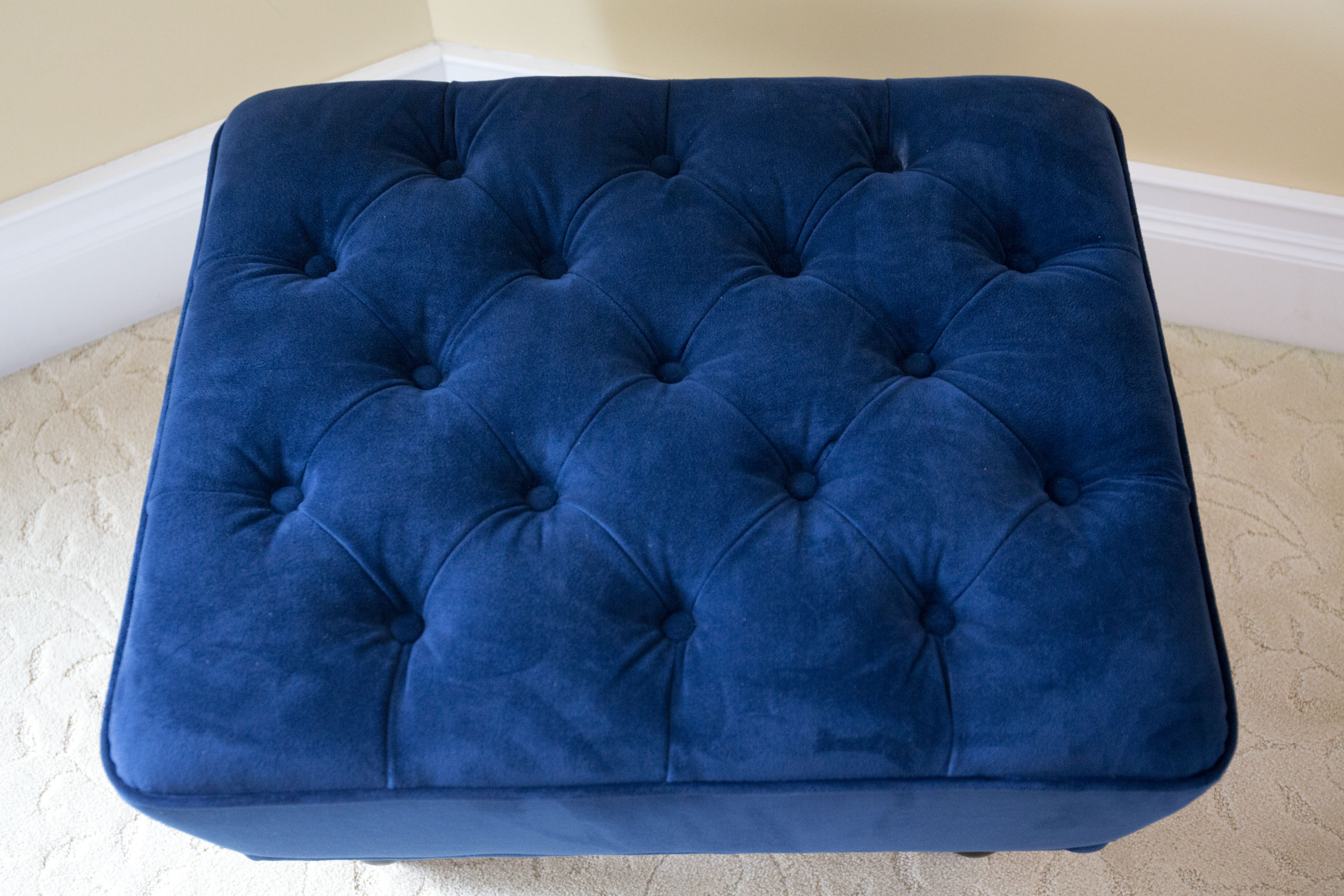 Tufted Navy Armchair and Ottoman EBTH