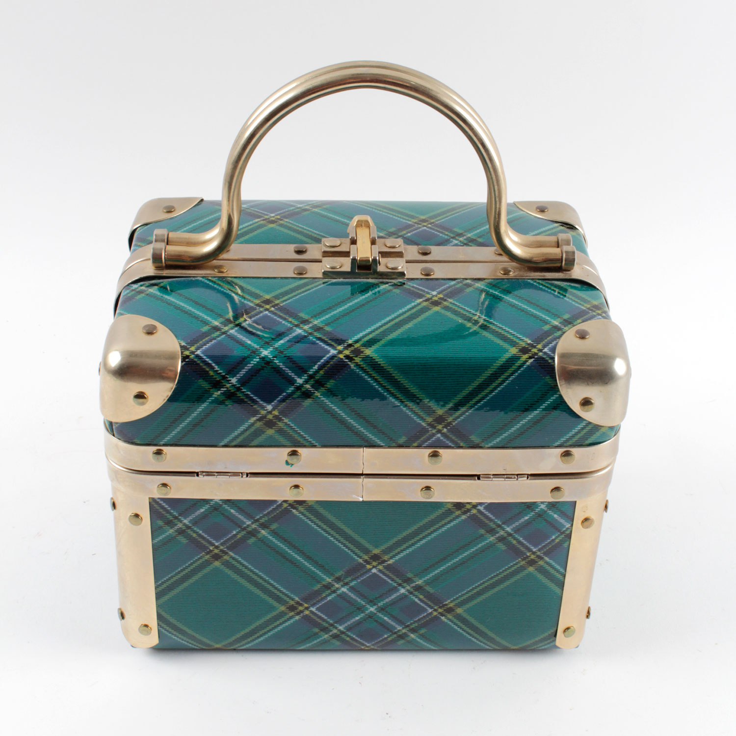 Vintage Lisette Teal Plaid Box Purse EBTH