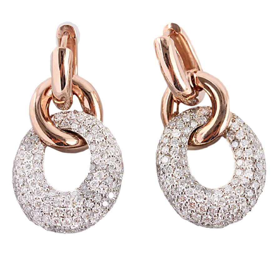 14k Diamond Encrusted Hoop Earrings Ebth 14k Diamond Encrusted Hoop Earrings