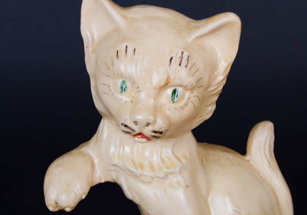 Vintage Ceramic Fish Bowl Cat Figurine EBTH