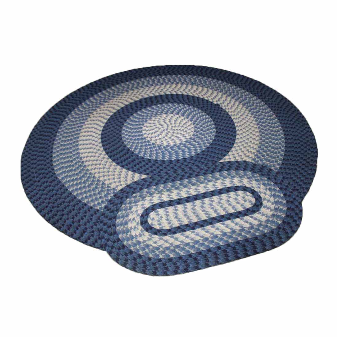 Blue and White Braided Rug Set EBTH