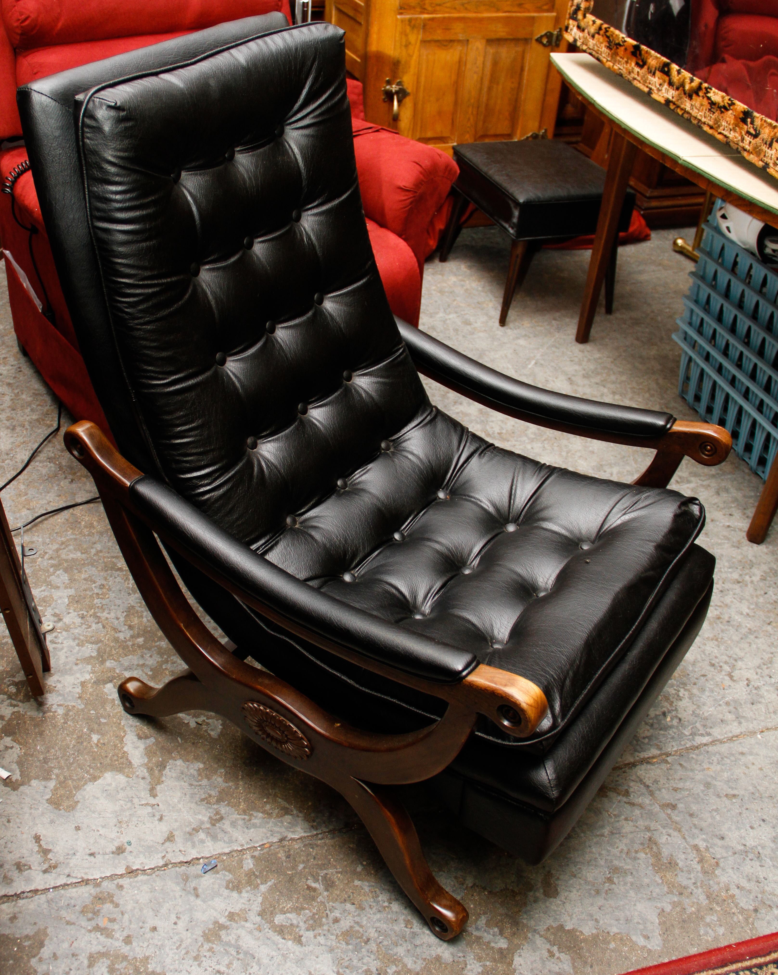 Eames Style Black Leather Reclining Lounge Chair | EBTH