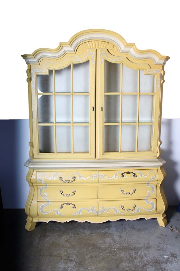 French Provincial Style Two Piece China Cabinet By Drexel Ebth