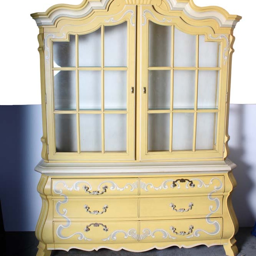 French Provincial Style Two Piece China Cabinet By Drexel Ebth