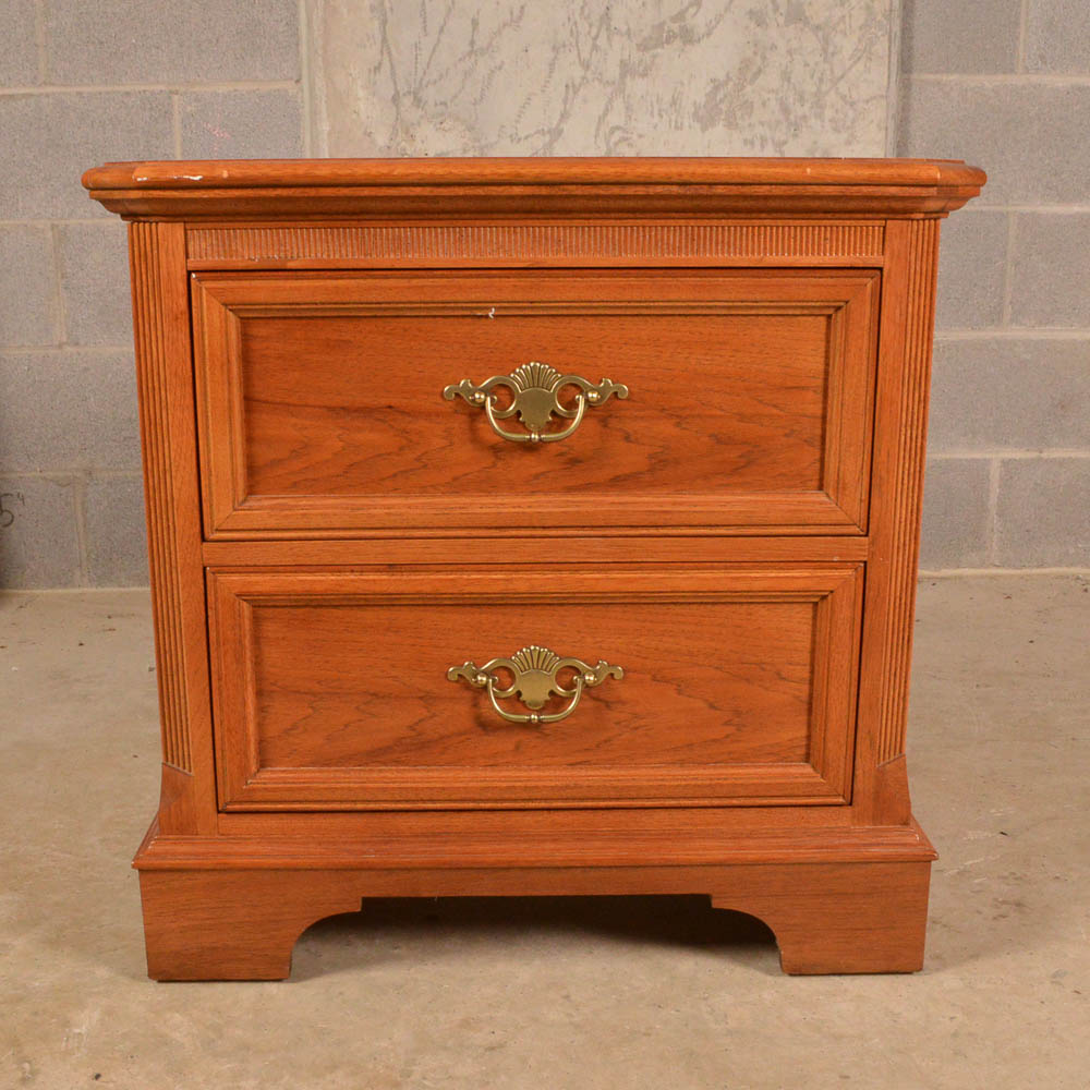 Two Drawer Nightstand in Golden Oak Finish EBTH
