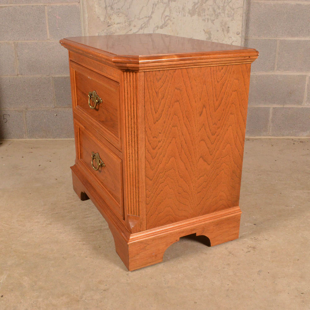 Two Drawer Nightstand in Golden Oak Finish EBTH
