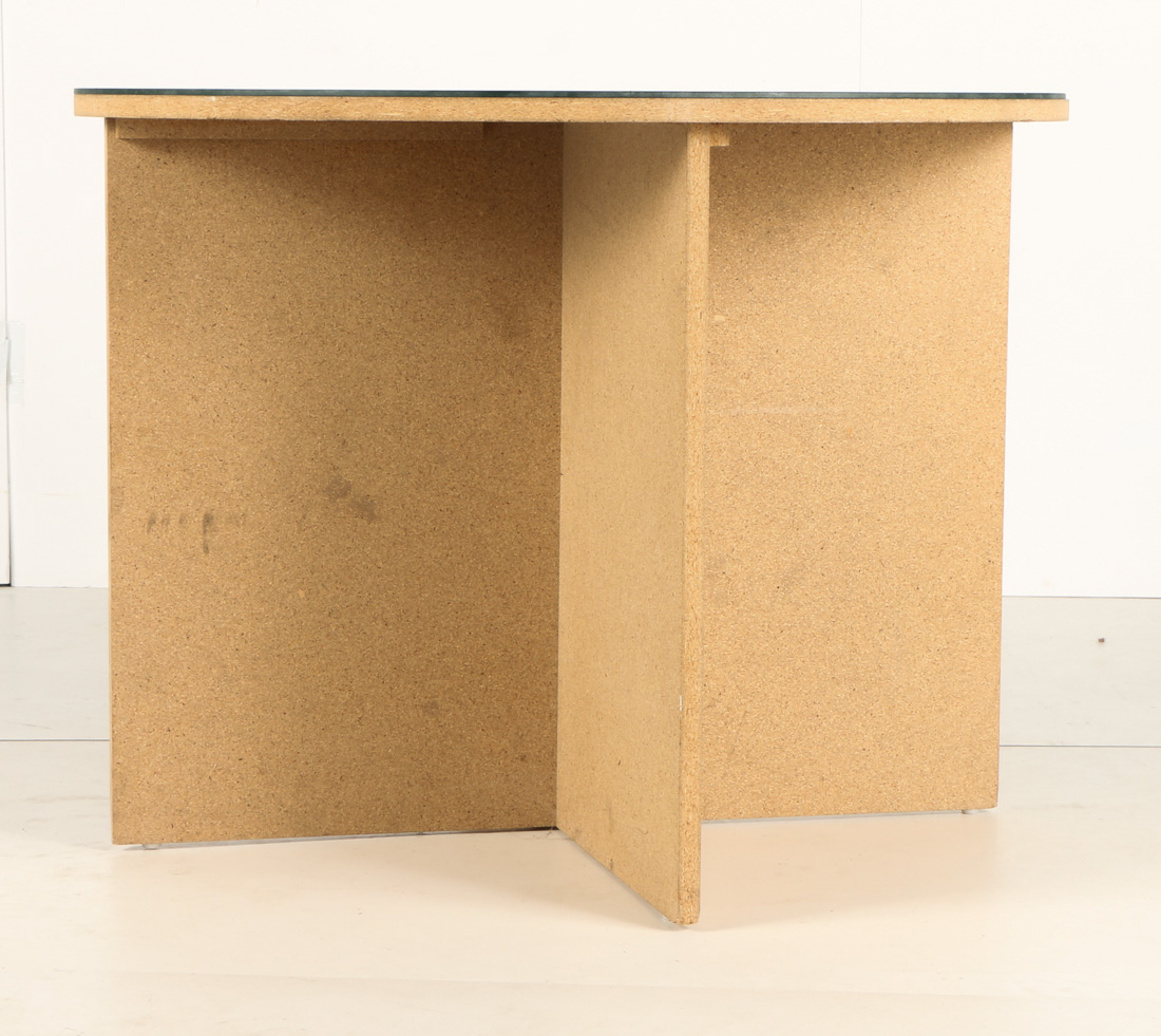 Particle Board Table With Glass Top EBTH