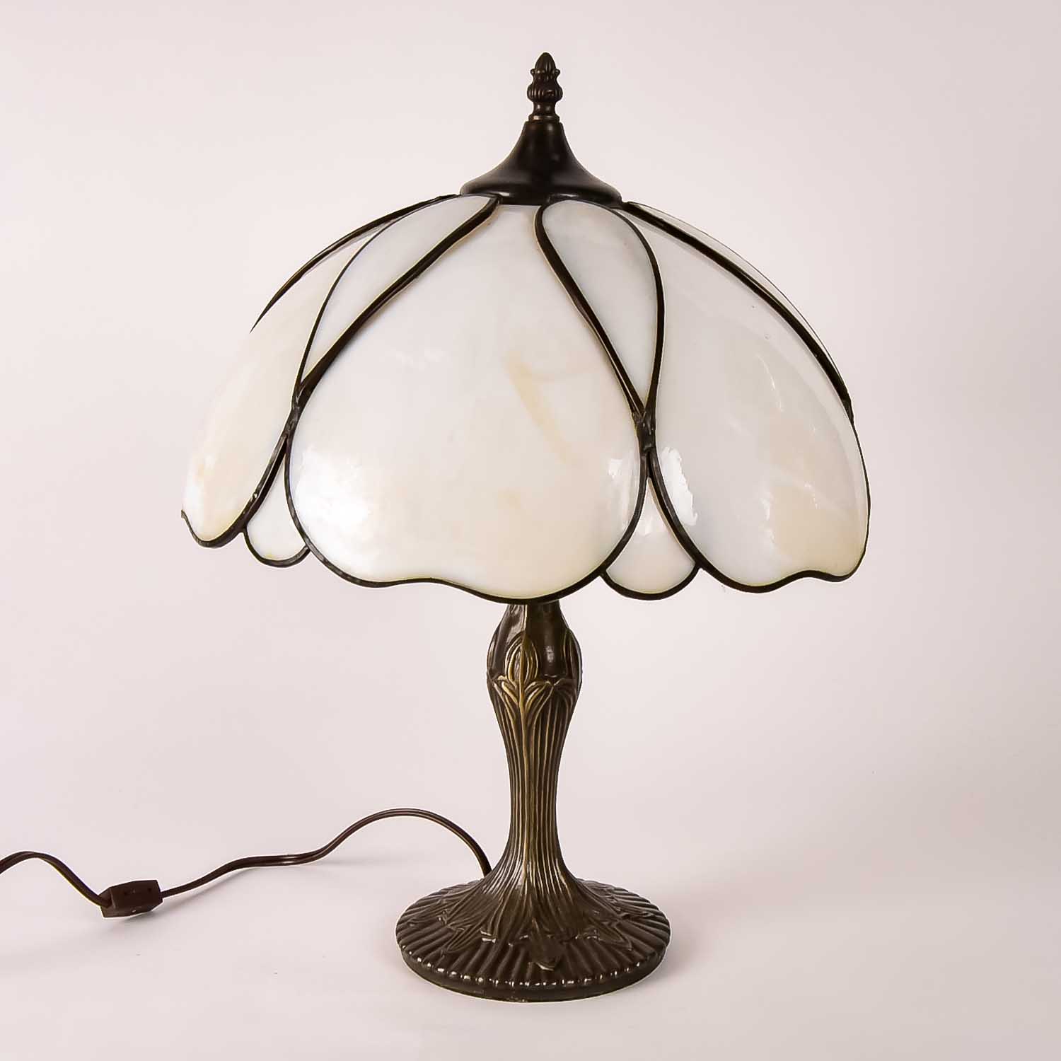 Table Lamp with Art Nouveau Style Glass Shade | EBTH