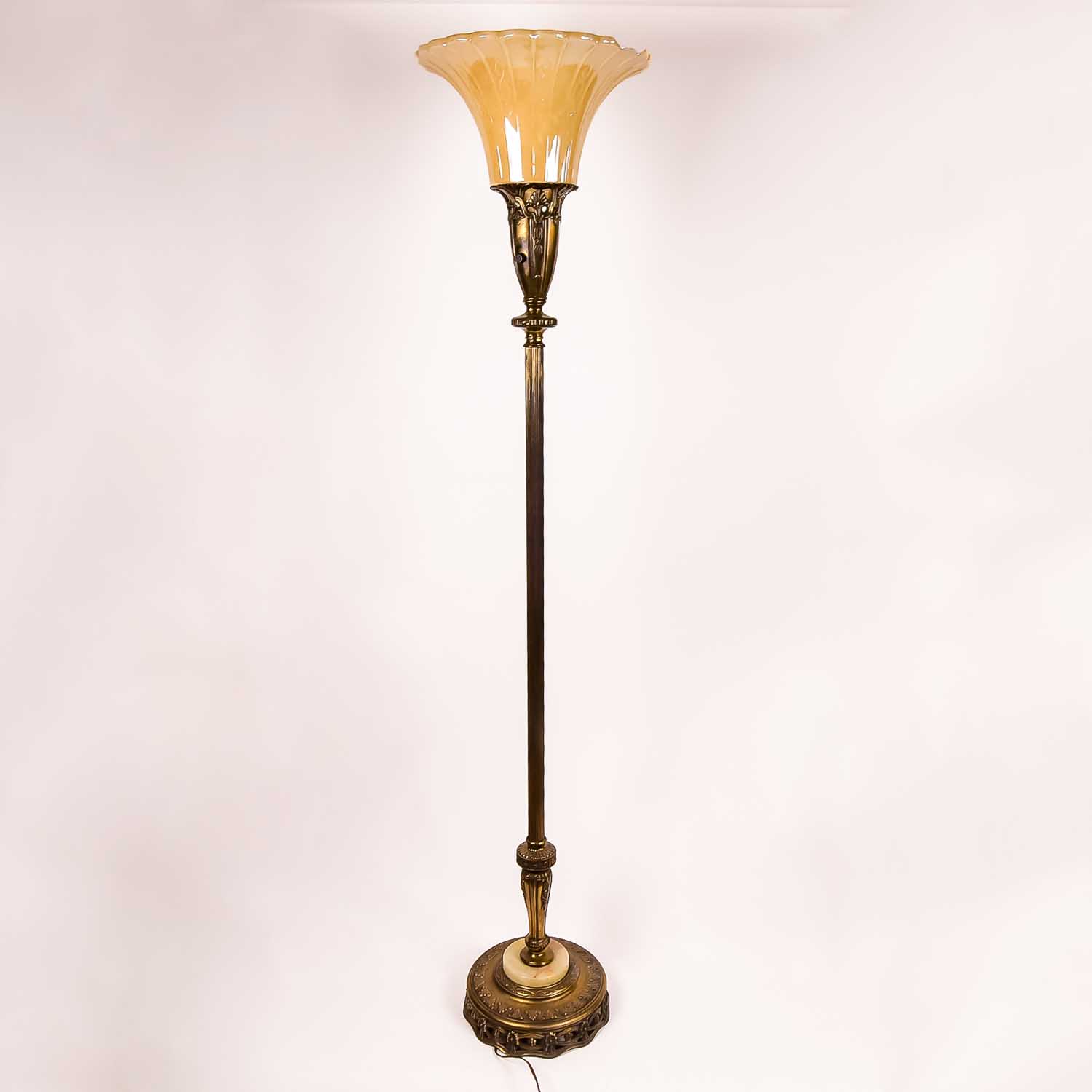 Vintage Brass Torchiere Floor Lamp | EBTH
