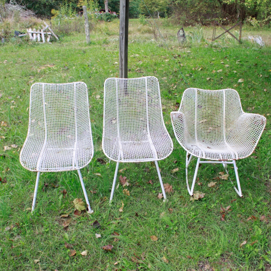 collection of russell woodard sculptura wire mesh chairs ebth