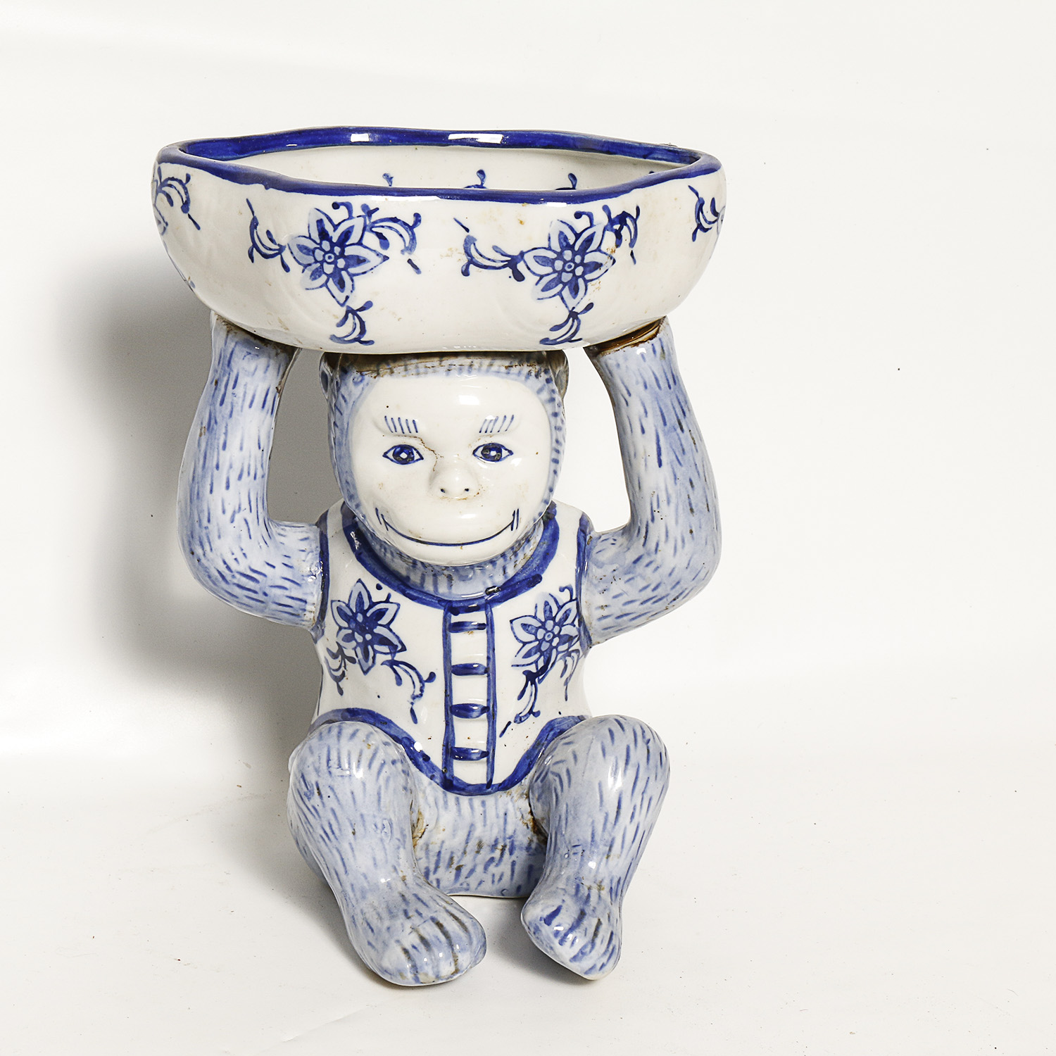 Blue and White Glazed Ceramic Monkey Soap Dishes EBTH