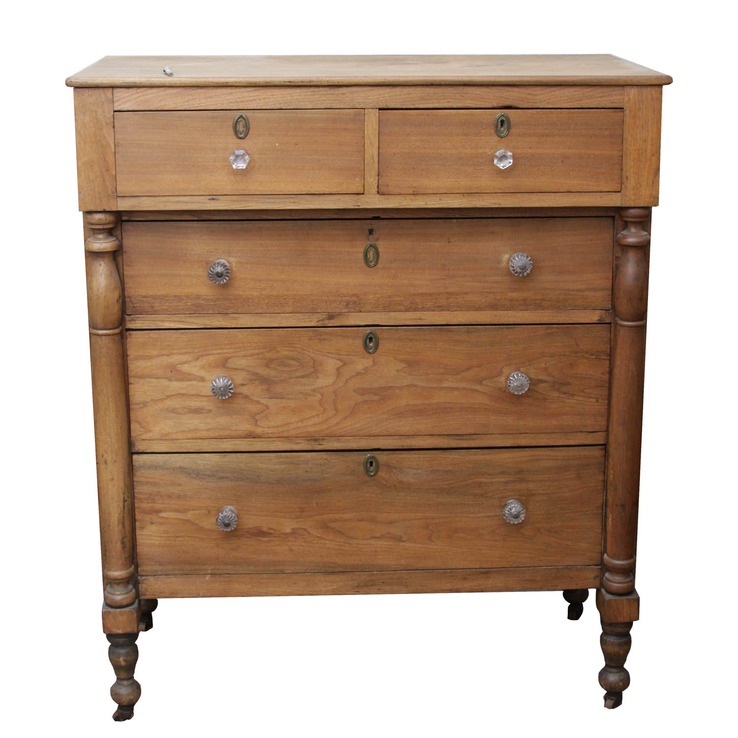 Antique Spindle Leg Wood Dresser With Glass Knobs Ebth