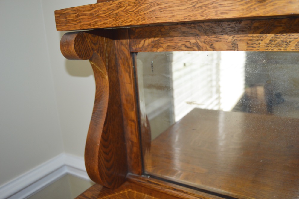 Antique Tiger Oak Buffet with Mirror EBTH