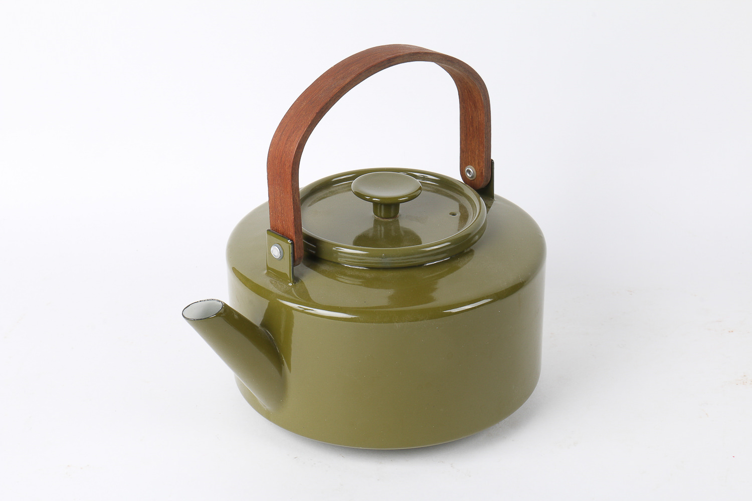 Mid Century Style Enameled Tea Kettles Including Michael Lax for Copco